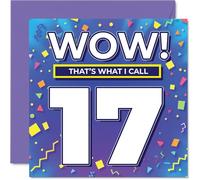 17th Birthday Cards for Girls Boys - WOW Thats What I Call - Happy Birthday Card for 17 Year Old Girl Boy Daughter Nephew Cousin Grandson, 145mm Bday Greeting Cards
