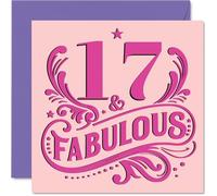 17th Birthday Cards for Girls - Fabulous - Happy Birthday Card for 17 Year Old Girl Great Niece Granddaughter Step Daughter Daughter, 145mm Bday Greeting Cards
