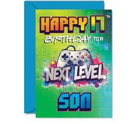 17th Birthday Cards For Son - Next Level - Happy Birthday Card for 17 Year Old Boy Grandson Son Cousin Nephew, A5 Bday Greeting Cards