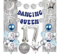 17th Birthday Dancing Queen Party - 27Pcs Decor Dancing Queen Western Cowgirl Bachelorette Party Balloons Party Foil Fringe Curtains for Young Sweet Only 17 Theme Supplies