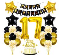 17th Birthday Decoration Boy Girl Balloon 17th Birthday Decoration Black Gold Birthday Decoration 17 Years Man 17 Balloon Gold 17 Years Birthday Decoration Man Decoration 17th Birthday Girl Boy