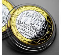 17th Birthday Dual Metal Silver & 24ct Gold Commemorative in Capsule. Gift/Present Celebrating 17 Years Son/Daughter Grandson/Granddaughter Teenager