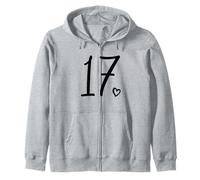 17th Birthday For Girls Seventeen Cute Number 17 Years Old Zip Hoodie