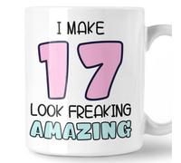 17th Birthday Gift Idea for Girl, Happy Seventeen Birthday Coffee Mug, Present for 17 Year Old Daughter, Niece, Sister or Friend