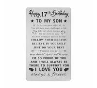 17th Birthday Gifts for Son - 17th Birthday Card for Son, 17 Years Old Sons Bday Gift Presents, Stainless Steel Wallet Insert Card for Boys Turning 17
