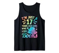 17th Birthday Girl Loves Books Tie Dye 17 Years Old Reading Tank Top