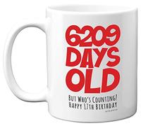 17th Birthday Mug Gift for Boys Girls Him Her - 6209 Days Old - Funny Teenager Seventeen Seventeenth Happy Birthday Present for Brother Sister Son Daughter Cousin, 11oz Ceramic Dishwasher Safe Mugs
