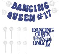 17th Birthday Party Decor Set with Banner, Cake Topper, and Cupcake Toppers - Elegant and Fun Theme for Celebrations