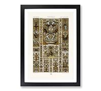 17th Century Pattern with Horses by Albert Racinet Framed Print | A2 Black Framed Wall Art | Ready to Hang | Modern Animal Picture | Living Room Bedroom Lounge Office