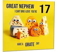 17th Great Nephew Birthday Card - Cheese Pun Funny Great Nephews Birthday Card for 17 Year old teenage Kids seventeen, seventeenth