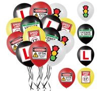 17th Learner Driver Birthday Decorations - 50 Pcs 17th Drivers License Latex Balloons with Car Road Signs Design Party Decoration for Boys 17 Years Old Birthday