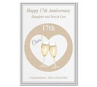 17th Wedding Anniversary cards 17 Seventeen Year Unique Happy Greeting (17th Anniversary Card Daughter and Son in Law)