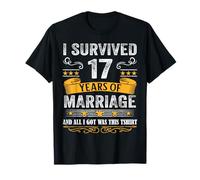 17th Wedding Anniversary shirt Couples Husband Wife 17 Years T-Shirt