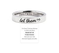 17VKL Let Them Zero Fcks Mantra Rings for Women Inspirational Stackable Ring Stainless Steel Self Worth Motivation Ring Friendship Gift Jewelry for Women, Titanium Steel, No Gemstones