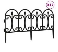 vidaXL Lawn Edgings 17 pcs Black 10 m PP