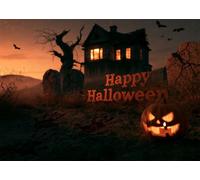 17x10FT (5.2x3m) Happy Halloween Crooked House Pumpkin Photography Backdrop