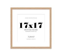 17x17 Oak Picture Frame with Mount for 15x15 Photos, Prints - Modern Square Wall Frame, 1 Pack