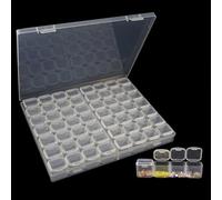 17x21cm Small Storage Box with Lid 56 Grids Plastic Box Removable Diamond Art Craft Storage Box with Compartments Clear Plastic Diamonds Painting Bead Storage Boxes Jewelry Earring Necklace Container