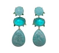 17x22mm Green Jade Dangle Stud Earrings