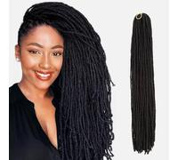18" 1/4Packs Fuax Locs Crochet Hair Thin Soft Faux Locs Micro Dreads Sister Locks Crochet Braids Hair Extensions (1B#, 1packs)