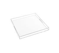 18×18 Inches Clear Acrylic Serving Tray with Handles Extra Large Ottoman Tray Decorative Trays Spill-Proof Coffee Table Space Saver Oversize Counter top Organizer Platter with Safe Edge
