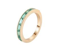 18.1K Gold Ring, Marriage Rings for Women Dainty with Rectangular Created Emerald Size Q 1/2