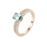 18.1K Gold Rings Chunky, The Promise Ring Elegant with 1Ct Emerald Created Emerald Size I 1/2