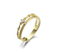 18.1K Gold Wedding Ring Set, Stacking Rings Jewelry Double-Deck Cubic Zirconia 18.1K Gold Size U 1/2