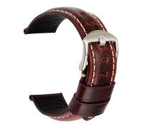 18 20 22 24 26mm Quick Release Handmade Vintage Leather Watch Band Straps(Red,22mm)