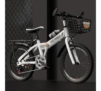 18/20/22/24'' Folding Mountain Bike, 7 Speed Foldable Mountain Bicycle with High Carbon Steel Frame, Folding Student Mountain Bike F,18 inch