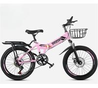 18/20/22/24 inch folding kids bicycle boys and girls, large and medium children 6-9-13 years old elementary middle school bicycle shock absorbing variable speed mountain bike + basket + rear seat
