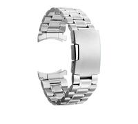 18/20/22/24mm 316L Stainless Steel Curved End Folding Buckle Watch Strap Fit for Seiko/Timex/Citizen/Casio(Silver,18mm)