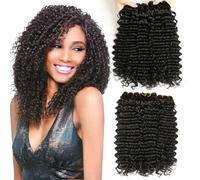 18 20 22 Inch Deep Wave Bundles Human Hair Brazilian Virgin Hair Bundles Full Head Deep Curly Weave Bundles Human Hair Natural Black Color Can be Dyed 3 Bundles Total 300g