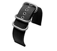 18 20 22mm 24mm Quick release canvas watch strap men watchband Compatible With Citizen SEIKO Tissot Timex Hamilton khaki Metal ring Bracelet(Black-steel buckle,22mm)