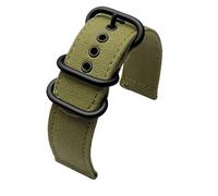 18 20 22mm 24mm Quick release canvas watch strap men watchband Compatible With Citizen SEIKO Tissot Timex Hamilton khaki Metal ring Bracelet(Green-black buckle,20mm)