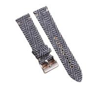 18/20/22mm Canvas Nylon Leather Quick Release WatchBands fit for Huawei/Garmin/Samsung(Blue-White,20mm,Gold Buckle)
