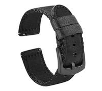 18/20/22mm Smooth Woven Nylon Quick Release Watchband fit for Seiko/Casio(Black 2,22mm)