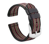 18/20/22mm Smooth Woven Nylon Quick Release Watchband fit for Seiko/Casio(Black green red 1,20mm)
