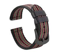 18/20/22mm Smooth Woven Nylon Quick Release Watchband fit for Seiko/Casio(Black green red 2,18mm)