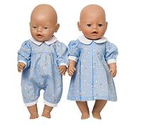 18-20 inch dolls Twin Dolls Outfits Pale Blue Romper and Dress with Chick and Balloon fabric .Suitable for dolls such as 46 cm and 43 cm Baby Annabell and Alexander and lots of Corolle and Gotz dolls 18-20 inches 43-50 cm] DRESS AND ROMPER ONLY , DOLLS AND SHOES NOT INCLUDED