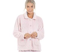 (18-20) Womens Supersoft Light Pink Button Front Diamond Print Bed Jacket
