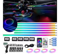 18 / 22 In 1 LED Atmosphere Lamp 213 64 Color RGB Rainbow Acrylic Strip Symphony Streamer Remote Interior Car Ambient Lights 12V