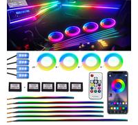 18 / 22 In 1 Streamer Car Ambient Lights RGB 213 64 Color LED Interior Rainbow Acrylic Strip Symphony Remote Atmosphere Lamp Kit