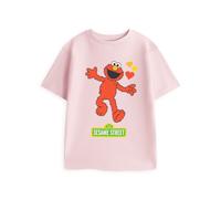 Vanilla Underground Sesame Street Elmo Girls Pink Short Sleeved Graphic Tee | Classic Crew Neck T-Shirt | Everyday Wear for Kids | Cartoon Print Top | Sesame Street Merch - 18-24 Months
