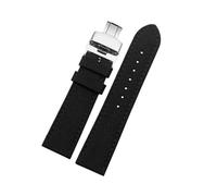 18-24mm universal Nylon Leather Waterproof Canvas Watchband fit for Omega Seiko Casio Tissot(B-black-siler,22mm)