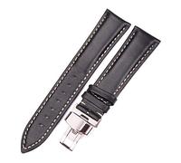 18-24mm Women Men Vintage Smooth Watch Band Strap Genuine Leather Bracelet Quick Release Metal Butterfly Deployment Clasp Buckle
