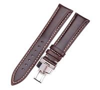 18-24mm Women Men Vintage Smooth Watch Band Strap Genuine Leather Bracelet Quick Release Metal Butterfly Deployment Clasp Buckle