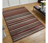 (18. 2525N Line - Terracotta, 200 x 285 cm) Modern Geometric Floral Abstract Area Rugs Check Multi Coloured Non Slip Runner