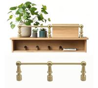 18 28 32 39in Brass Shelf Guard Rail for Floating Shelves, Decorative Gallery Tipping Edge Rails, Bookshelf Storage Anti-Fall Guard Fence Rod(Style C,17in/42cm)
