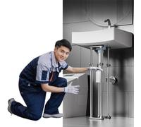 18 28 36 46 56 66 cm Adjustable Undermount Sink Support, Stainless Steel Sink Bracket Kit Portable C-Shape Basin Protector Pole, Home Hotel Bathroom Kitchen Sink Repair System ( Color : Large , Size :